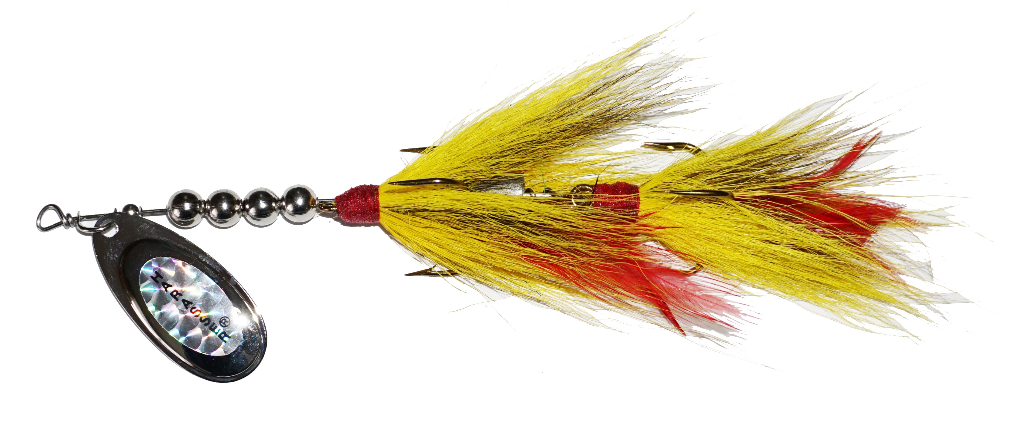 bass harasser lure Windels Pike Harasser Double Tail Bucktail Black orange