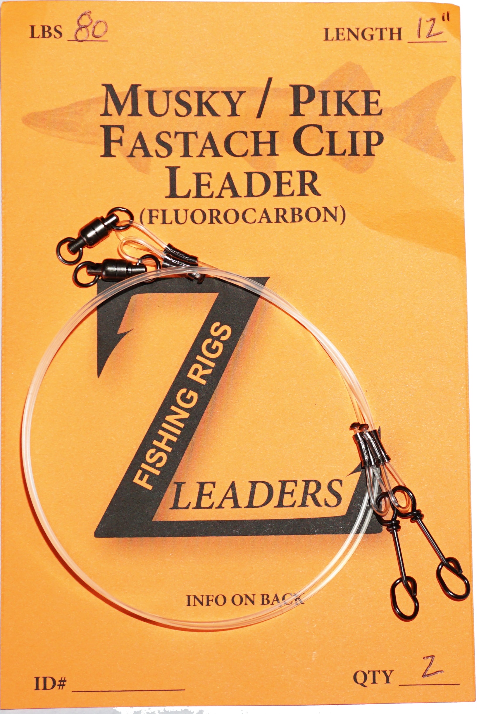 Z Leaders Fluorocarbon Musky Pike Leaders 12 x 130#Solid Ring